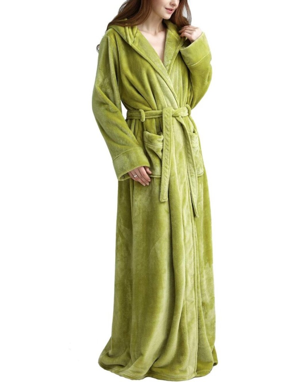 Cozy Women's Plush Long Hooded Fleece Bathrobe - Fluffy Full Length Robe